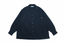 Wool mix open collar shirts BLACK（ブラック）