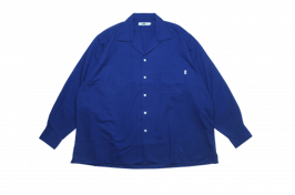 Wool mix open collar shirts BLUE（ブルー）