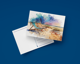 Postkarte Aquarell Liegestuhl quer (Art.-Nr. 10004)
