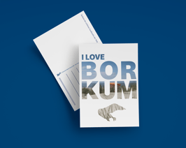 Postkarte I love Borkum 1 hoch (Art.-Nr. 30013)
