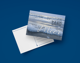 Postkarte Wo der Sand das Meer küsst quer (Art.-Nr. 30007)
