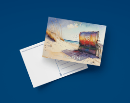 Postkarte Aquarell Strandkorb quer (Art.-Nr. 10007)