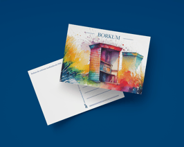 Postkarte Aquarell Strandzelte quer (Art.-Nr. 10005)