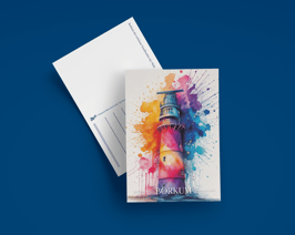 Postkarte Aquarell Elektrischer Leuchtturm hoch (Art.-Nr. 10012)