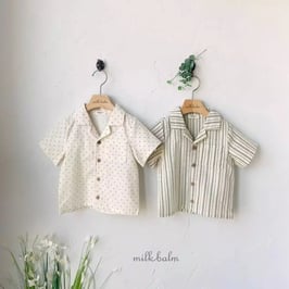 ドット/ストライプボーリングシャツ