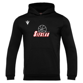 MACRON Banjo Hero Hoodie schwarz mit Sieglarer TV Basketball-Logo und Wunschname