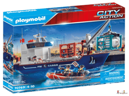 Playmobil City Action Containerschiff mit Zollboot 70769