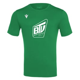 MACRON Boost Hero T-Shirt grün mit großem Brühler TV Logo und Leichtathletik-Schriftzug