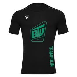 MACRON Rigel Hero Sport-Shirt schwarz kurzarm mit großem Brühler TV Logo, Trampolin-Druck und Wunschname