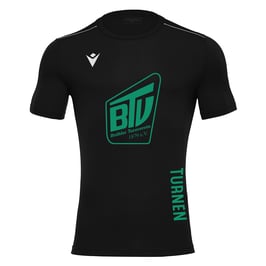 MACRON Rigel Hero Sport-Shirt schwarz kurzarm mit großem Brühler TV Logo, Turnen-Druck und Wunschname