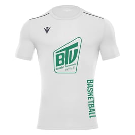 MACRON Rigel Hero Shootingshirt weiß kurzarm mit großem Brühler TV Logo und Basketball-Schriftzug