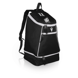 MACRON Maxi Path Rucksack schwarz mit Brühler TV Logo und Initialen