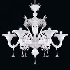 Miss Veneziana lampadario di Murano Total White