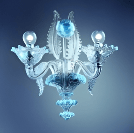 Foscari Appliques da parete cristallo trasparente e dettagli azzurro in pasta