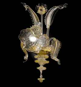 Veneziano Originale lampada da parete in vetro di Murano con oro