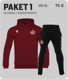 Kangaroos Paket 1 mit MACRON Banjo Hero Hoodie granat-rot und Macron Dahlia Sweatpants schwarz