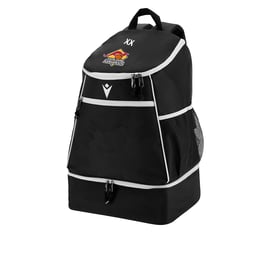 MACRON Maxi Path Rucksack schwarz mit Iserlohn Kangaroos Logo und Wunschinitialen/Wunschname