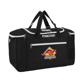 MACRON Trip Sporttasche schwarz mit Iserlohn Kangaroos Logo und Wunschname