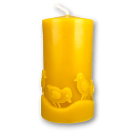 Stumpen mit Küken  - Bienenwachskerze