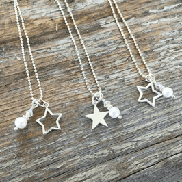 Halskette mit Stern- und Süsswasserlen-Anhänger