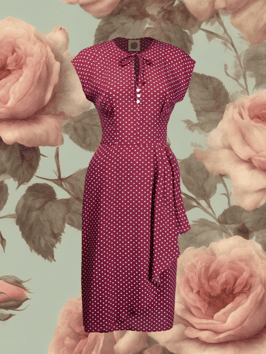 Pretty Retro - Veronica Tea Dress in Wine Polka (40er Jahre Stil)
