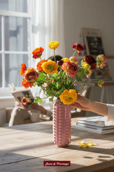 Renoncules la tige de 2 fleurs et 1 bouton