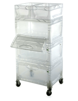 Aufbewahrungsregal 3XXL, Transparent mit großer Frontklappe und Handgriff