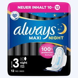 ALWAYS Maxi Binde Night mit Flügeln 12 Stk  7821707