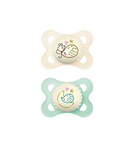 MAM Night Nuggi 0-6m ivory/green 2 Stk   1042839
