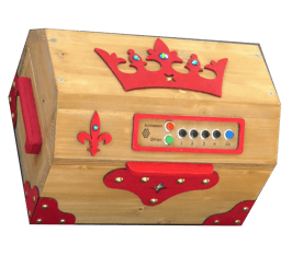 Schatztruhe Motiv König/In