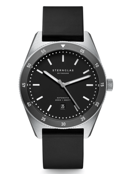 MARUS schwarz-silber / Kautschukband schwarz