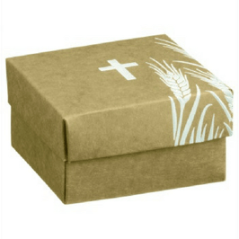 Geschenkbox natur mit Kreuz - 6x6x3,5 cm
