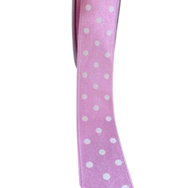Satinband rosa mit weißen Punkten - 5 Meter