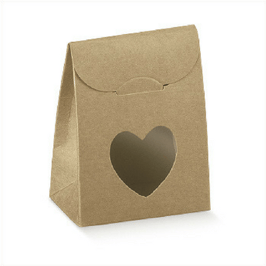 Kleine Geschenkbox mit Herz Natur, 6x3,5x8 cm - 10 Stück