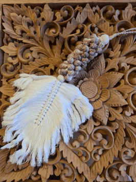 Schelpenhanger met macrameblad