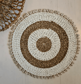 Place/wallhanger wit/ naturel met schelp