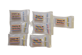 Streichholzschachtel-Botschaft "Geburtstag" (farbiger Hintergrund)