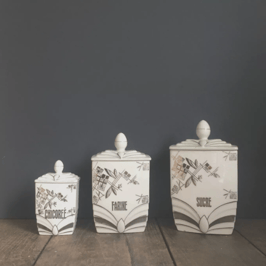 3 POTS A EPICES ART DECO EN PORCELAINE