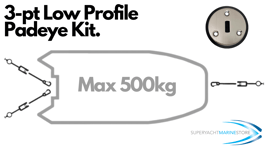 3-pt Padeye Kit (Low Profile) Jetski / Tender Tie down Kit (500kg)
