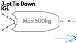 Bow & Stern 3pt Tie down kit (snap hook) - up to 500kg