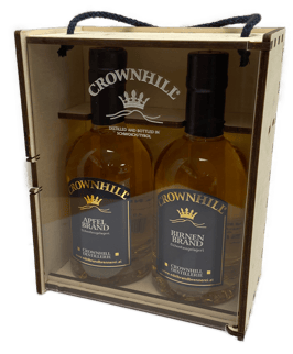 Holzkassette mit Acrylglas-Tür für 2 Stk. 0,35 Liter Flaschen