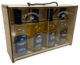 Holzkassette mit Acrylglas-Türen für 4 Stk. 0,35 Liter Flaschen