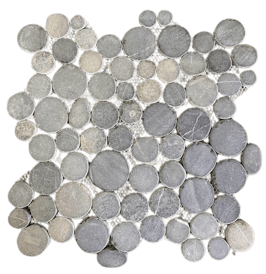 Mosaico Sassi Rotondi Neri. Lotto di 2 fogli