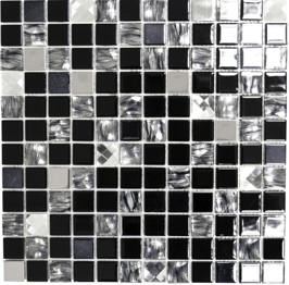 Mosaico 23mm Adesivo in Vetro Cristallo Black