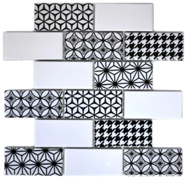 Mosaico Mattoncini Patchwork White lucido