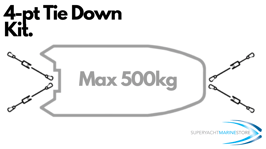 Tender & Jetski Tie down kit - 4 pt Bow and stern (500kg)