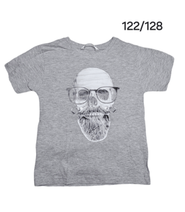 Kindershirt grau Totenkopf Bart