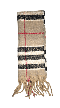 Schal beige schwarz rot