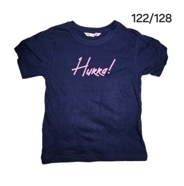 Kindershirt dunkelblau Hurra pink