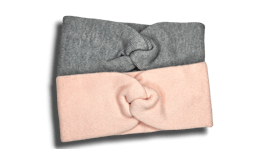 Stirnband pink grau Stickerei